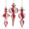 KSA Flocked Red and White Finial Christmas Ornaments 18.5"